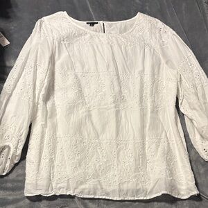 Talbots White Eyelet Blouse